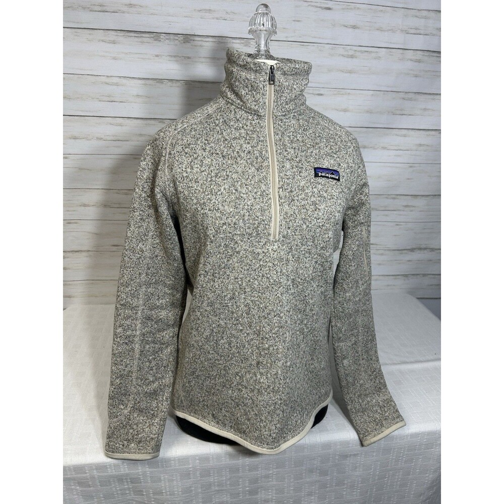 Patagonia Better Sweater MEDIUM Women's 1/2 Zip Fleece Jacket Oatmeal Gray Beige